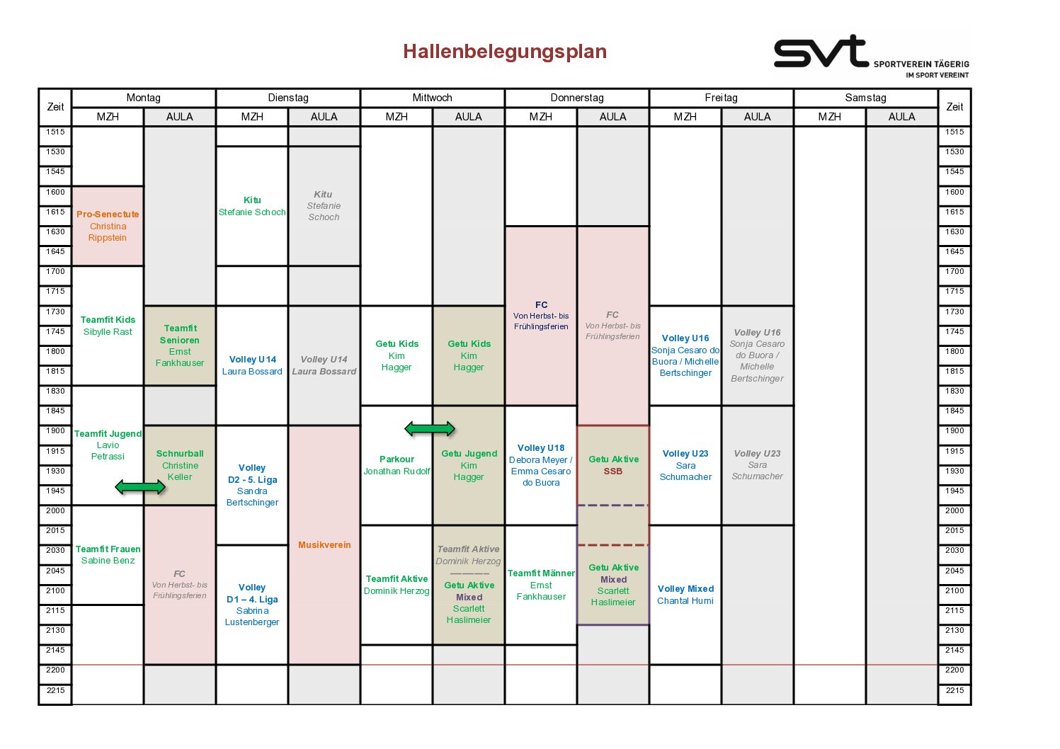 SVT Hallenbelegungsplan
